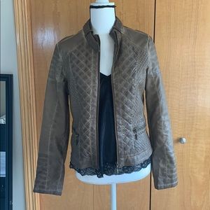 Faux leather quilted jacket